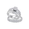 Image 1 : 0.5 CTW His & Hers Natural Diamond Cluster Matching Bridal Ring 10K White Gold