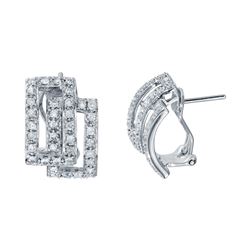 14K White Gold 0.92CTW Diamond Earring - REF-94M5F