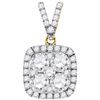 Image 1 : 1.35 CTW Natural Diamond Square Cluster Pendant 10K Yellow Gold