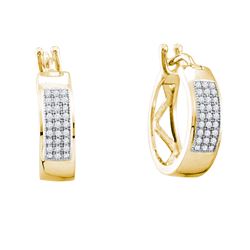 0.16 CTW Natural Diamond Hoop Earrings 10K Yellow Gold