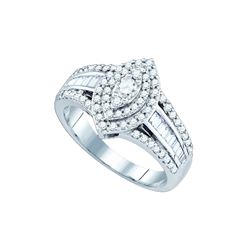 0.8 CTW Natural Diamond Bridal Engagement Ring 14K White Gold