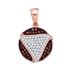 0.17 CTW Red Colored Diamond Circle Cluster Pendant 10K Rose Gold