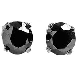 Genuine 2.0 ctw Black Diamond Earrings Jewelry 14KT White Gold - REF-84N8R