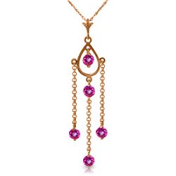 Genuine 1.50 ctw Pink Topaz Necklace Jewelry 14KT Rose Gold - REF-29V7W