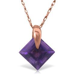 Genuine 1.16 ctw Amethyst Necklace Jewelry 14KT Rose Gold - REF-13Z2N