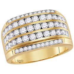 2.35 CTW Mens Natural Diamond Striped Anniversary Band 14K Yellow Gold