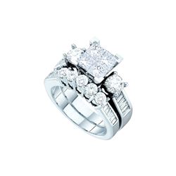 3 CTW Princess Natural Diamond Bridal Engagement Ring 10K White Gold