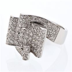 Cocktail Pave-set Diamond Ring in 14K White Gold - REF-133H3W