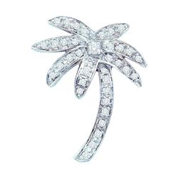 0.25 CTW Natural Diamond Fancy Palm Tree Beach Nautical Pendant 14K White Gold