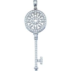 0.52 CTW Natural Diamond Key Love Anniversary Pendant 10K White Gold