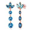 Genuine 8.7 ctw Blue Topaz Earrings Jewelry 14KT Rose Gold - REF-53T6A