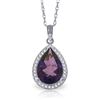 Genuine 3.41 ctw Amethyst & Diamond Necklace Jewelry 14KT White Gold - REF-69K6V