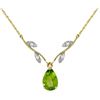 Genuine 1.52 ctw Peridot & Diamond Necklace Jewelry 14KT Yellow Gold - REF-30V7W