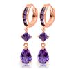Genuine 5.62 ctw Amethyst Earrings Jewelry 14KT Rose Gold - REF-62V7W