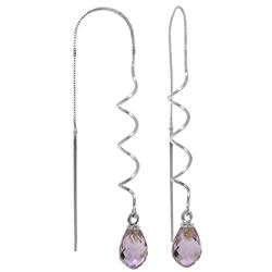Genuine 3.3 ctw Amethyst Earrings Jewelry 14KT White Gold - REF-18H3X