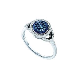 0.25 CTW Blue Colored Diamond Cluster Ring 10K White Gold