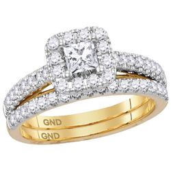 0.98 CTW Natural Diamond Princess EGL Bridal Engagement Ring 14K Yellow Gold