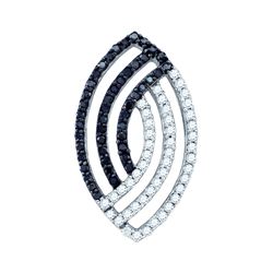 0.5 CTW Black Colored Diamond Striped Oval-shape Pendant 10K White Gold