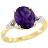 Image 1 : Natural 2.41 ctw Amethyst & Diamond Engagement Ring 14K Yellow Gold - REF-33H8W