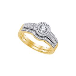 0.33 CTW Natural Diamond Halo Bridal Engagement Ring 10K Yellow Gold