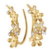 0.1 CTW Natural Diamond Floral Climber Earrings 10K Yellow Gold