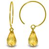 Genuine 1.35 ctw Citrine Earrings Jewelry 14KT Yellow Gold - REF-13V3W