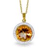 Genuine 6.2 ctw Citrine & Diamond Necklace Jewelry 14KT Yellow Gold - REF-70P6H