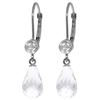 Genuine 4.53 ctw White Topaz & Diamond Earrings Jewelry 14KT White Gold - REF-29Y3F