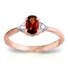 Genuine 0.46 ctw Garnet & Diamond Ring Jewelry 14KT Rose Gold - REF-22P5H