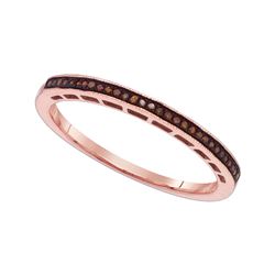 0.07 CTW Red Colored Diamond Slender Anniversary Band 10K Rose Gold
