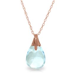 Genuine 3 ctw Blue Topaz Necklace Jewelry 14KT Rose Gold - REF-15W2Y