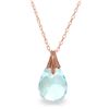 Genuine 3 ctw Blue Topaz Necklace Jewelry 14KT Rose Gold - REF-15W2Y