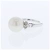 South Sea Pearl with Diamond Accent Ring in 14K White Gold - REF-72M2F