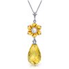 Genuine 2.78 ctw Citrine & Diamond Necklace Jewelry 14KT White Gold - REF-31R2P