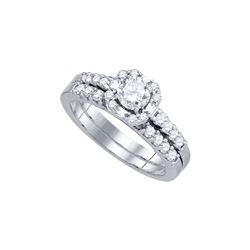 1 CTW Natural Diamond Bridal Engagement Ring 14K White Gold