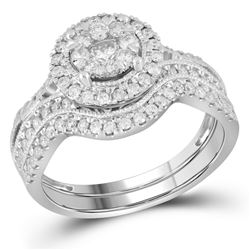 0.88 CTW Natural Diamond Bridal Engagement Ring 14K White Gold