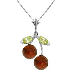 Genuine 1.45 ctw Garnet & Peridot Necklace Jewelry 14KT White Gold - REF-17V3W