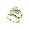Image 1 : 0.33 CTW His & Hers Natural Diamond Cluster Matching Bridal Ring 10K Yellow Gold