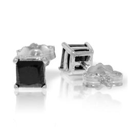 Genuine 1.0 ctw Black Diamond Earrings Jewelry 14KT White Gold - REF-46R7P