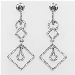 14K White Gold 0.65CTW Diamond Earring - REF-71K5R