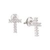 Image 1 : 0.1 CTW Natural Diamond Cross Screwback Stud Earrings 10K White Gold