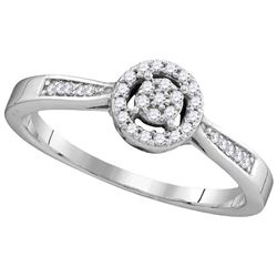 0.13 CTW Natural Diamond Cluster Bridal Engagement Ring 10K White Gold