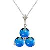 Genuine 0.75 ctw Blue Topaz Necklace Jewelry 14KT White Gold - REF-16H9X
