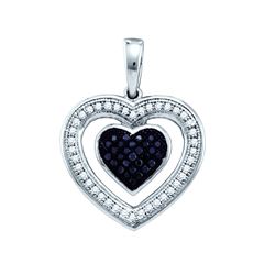 0.2 CTW Black Colored Diamond Heart Love Anniversary Fine Pendant 10K White Gold