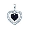 0.2 CTW Black Colored Diamond Heart Love Anniversary Fine Pendant 10K White Gold