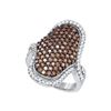 Image 1 : 1.50 CTW Cognac-brown Colored Diamond Cocktail Ring 10K White Gold