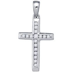 0.14 CTW Natural Diamond Small Cross Pendant 10K White Gold