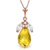 Genuine 7.2 ctw Citrine & White Topaz Necklace Jewelry 14KT Rose Gold - REF-30R5P