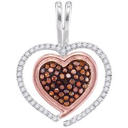 0.25 CTW Red Colored Diamond Heart Love Pendant 10K White Gold