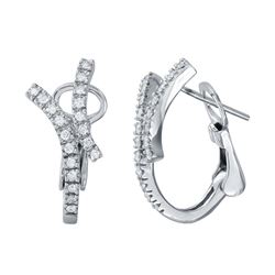 Genuine 0.44 TCW 18K White Gold Ladies Earring - REF-95W3H